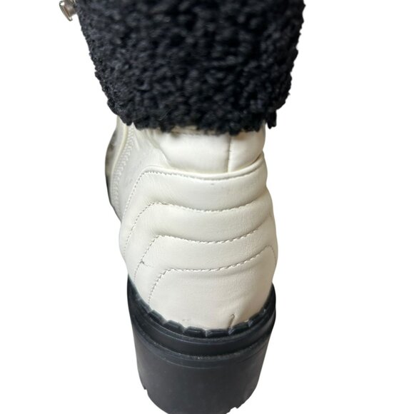 CBG Los Angeles Walken Bootie Combat Boots White Womens Sz 7.5 Side Zip Lined - Picture 13 of 16